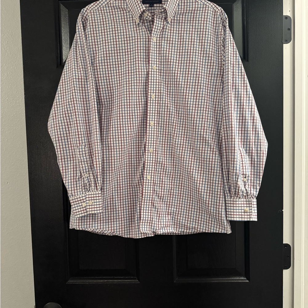 Tommy Hilfiger Red and Blue Button Down Shirt